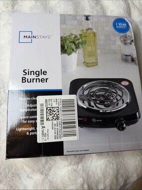 Mainstays Black Single Burner Electric Coil Hot Plate